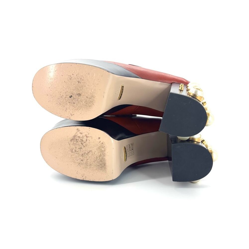 Gucci Vegas Pearl Horsebit Platform High Block Heel Loafers 37 - Picture 9 of 10